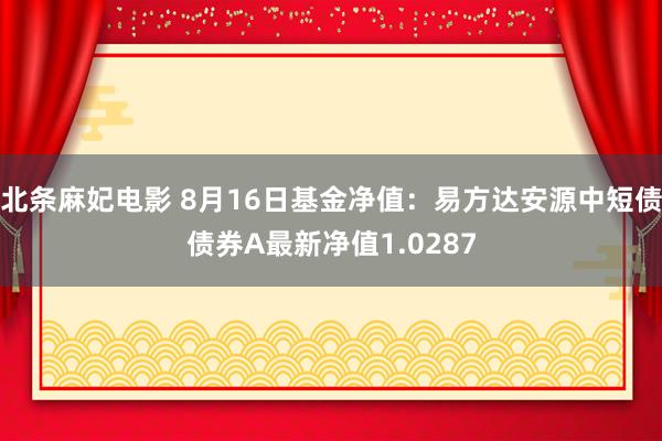 北条麻妃电影 8月16日基金净值：易方达安源中短债债券A最新净值1.0287
